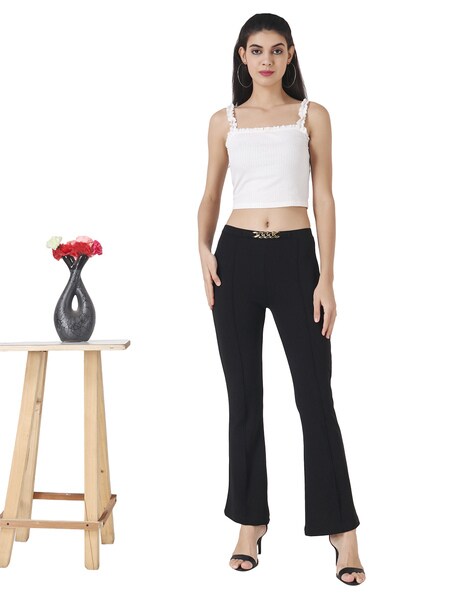 Buy Black Trousers & Pants for Women by POPWINGS Online