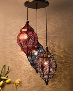 3-Lights Round Cluster Chandelier Ceiling Multicolor Classic Moroccan Orb Hanging Pendant  Light Bulb-image-37