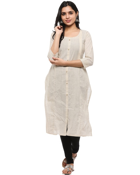 Khadi Cotton Embroidery Kurti In White Colour - KR5412110