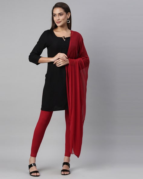 Ankle-Length Basic Leggings with Matching Dupatta