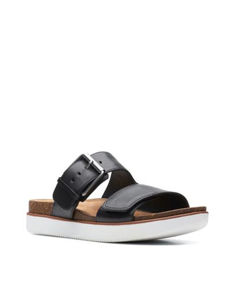 Clarks Dual-Strap Leather Flat Sandals