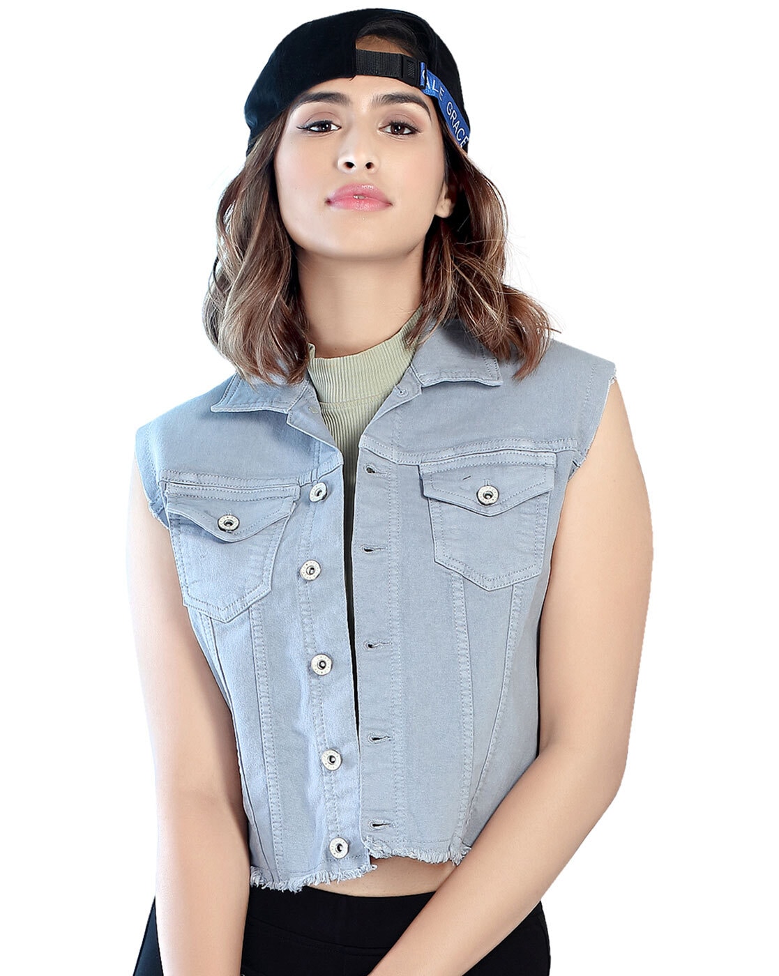 Buy Guess men solid sleeveless denim jacket vest blue Online | Brands For  Less