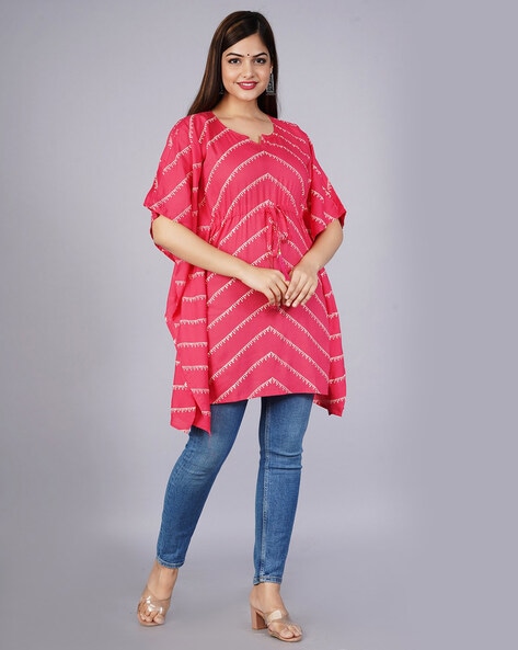 Amor striped cotton kaftan in pink - Eres