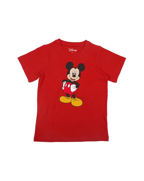Disney By Wear Your Mind Cartoon Printed Round-Neck T-shirt For Boys (Red, 8-9Y)