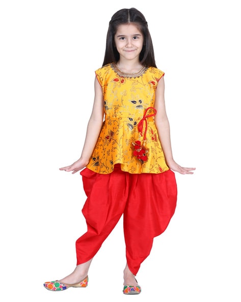 Buy Yellow Hand Block Printed Cotton Anarkali Kurta with Dhoti Pants Set  of 2  KAAS63FEB103KPYKAAS63FEB  The loom