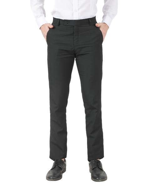 Buy Men Black Solid Slim Fit Formal Trousers Online  712368  Peter England