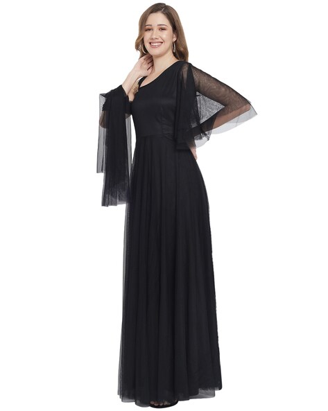 Pattern: Embroidered Soft Net Designer Party Wear Gown, Black at Rs 1185 in  Jaipur