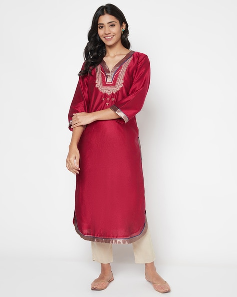 Fabindia Embellished Straight Kurta