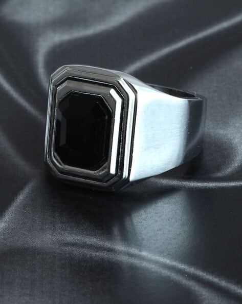 Black Onyx and Zircon Stone Silver Exclusive Ring Mens » Anitolia