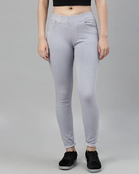 Mid-Rise Jeggings with Elasticated Waist