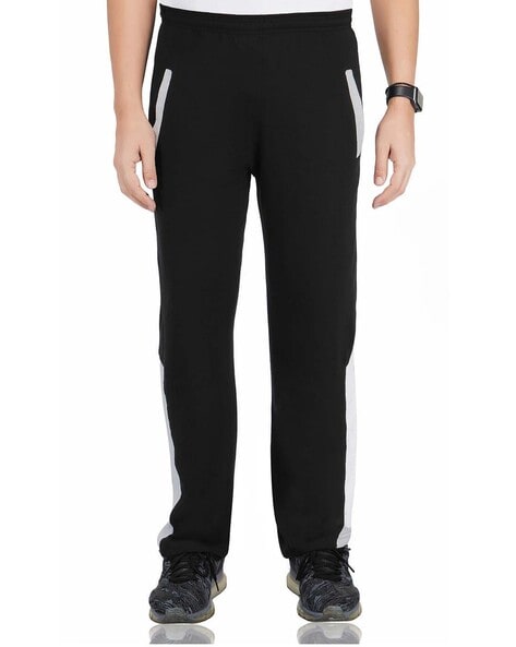 Women's Black Track Pants with White Stripe & Pockets – FflirtyGo