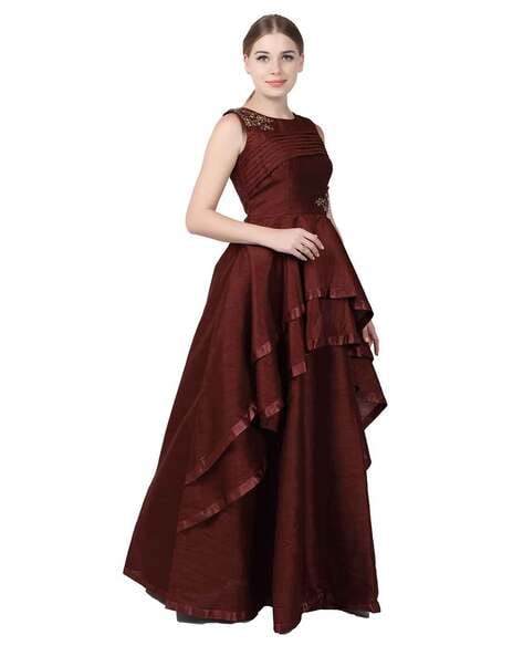 Buy online Color Block Boat Neck Gown Dress from western wear for Women by  Raas for ₹1080 at 57% off | 2024 Limeroad.com