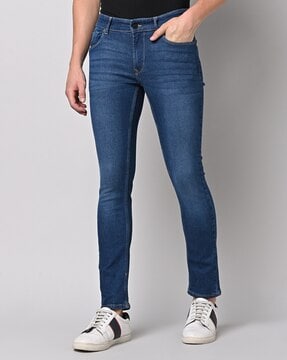 Mid-Wash Skinny Fit Jeans with Washwell