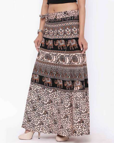 Printed Wrap Skirt