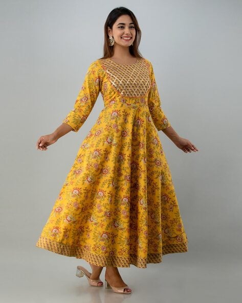 Simply Style Yellow Dress with Sequin Work | Indian Online Ethnic Wear  Website For Women