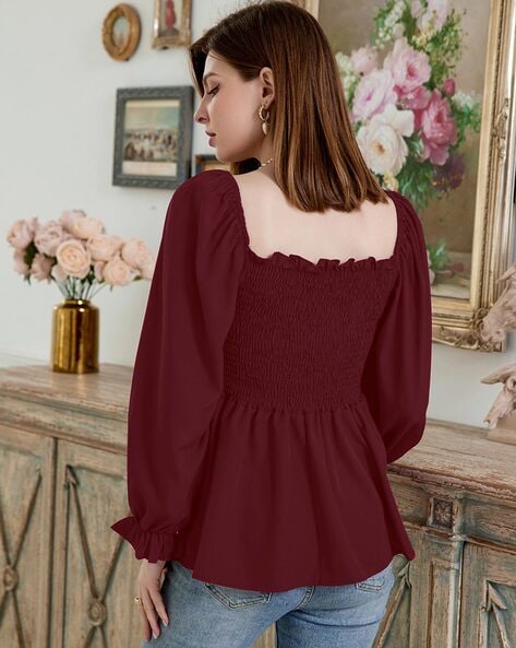 Buy Maroon Tops for Women by Fery London Online