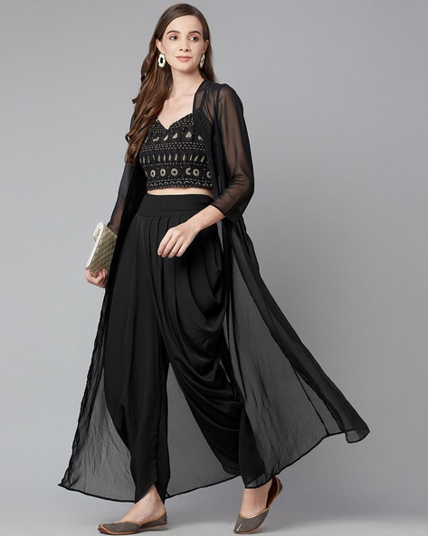 Buy Black Fusion Wear Sets for Women by PURPLE STATE Online