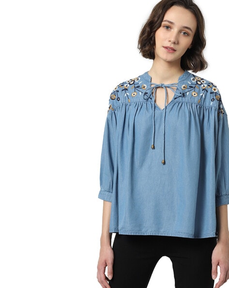 Buy Blue Tops for Women by ONLY Online