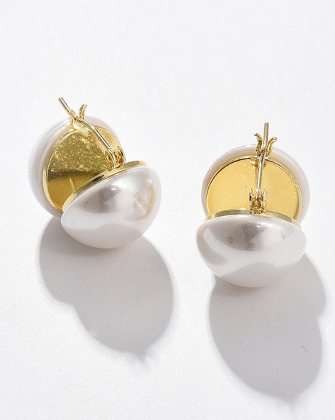 Buy The Spirited Gold Stud Earrings with Pearl Online in India  Zariin