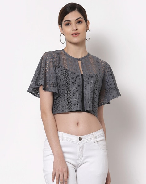 Style Quotient Solid Crop Shrug