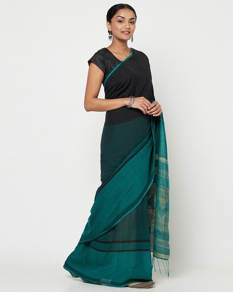 Buy Fabindia Striped Handloom Cotton Silk Purple Sarees Online @ Best Price  In India | Flipkart.com