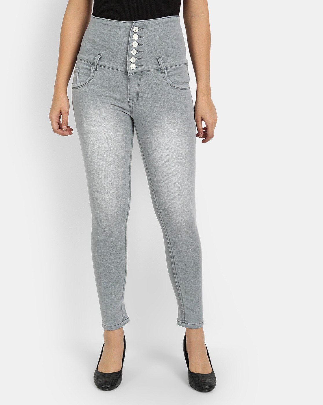 Aggregate 149+ grey denim jeans womens best