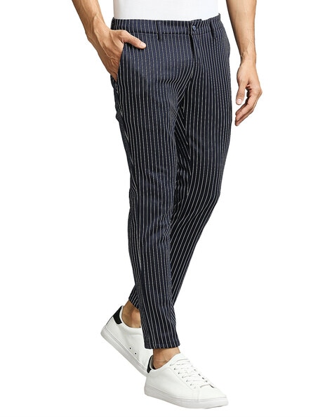 Lars Amadeus Men's Striped Dress Pants Slim Fit Flat Front Pencil Prom  Trousers 28 Khaki at Amazon Men's Clothing store