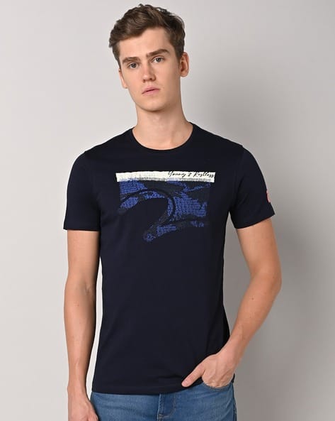 SPYKAR Logo Print Slim Fit Crew-Neck T-Shirt