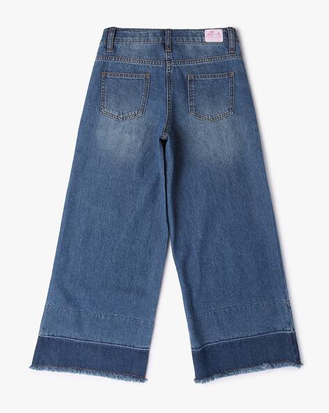 Shape Mid Blue Wash Zip Front Wide Leg Jeans