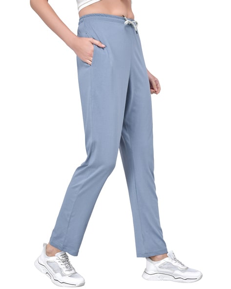 Buy Fflirtygo Cotton Solid Grey Joggers/Track Pant/Solid Pajama/Leggings  for Women with 4 Pockets at