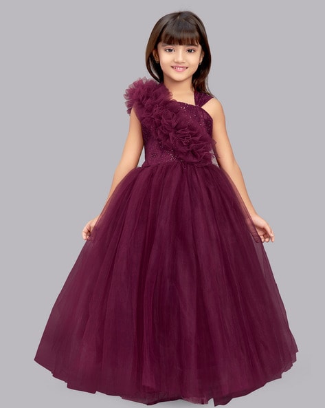 Buy Long Chiffon Flower Girl Dresses - Burgundy - Fabulous Bargains Galore