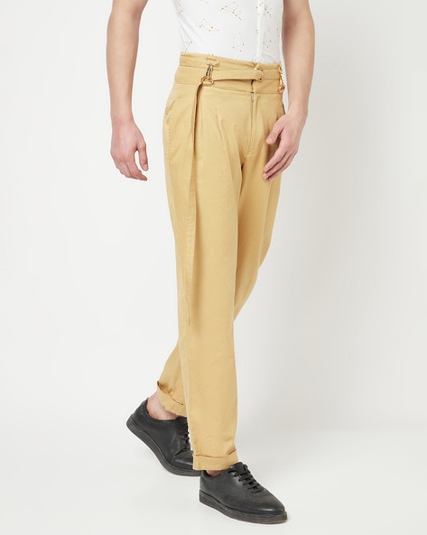 Buy Stripe Organic Cotton Pleated Trousers by URVASHI KAUR MEN at Ogaan  Online Shopping Site