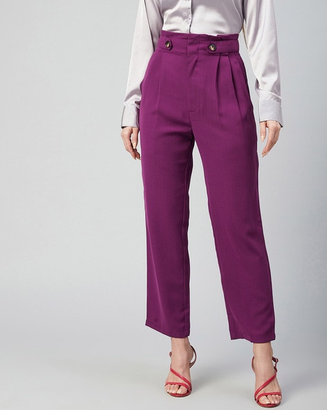 Vila exclusive satin wide leg trouser coord in purple  ASOS