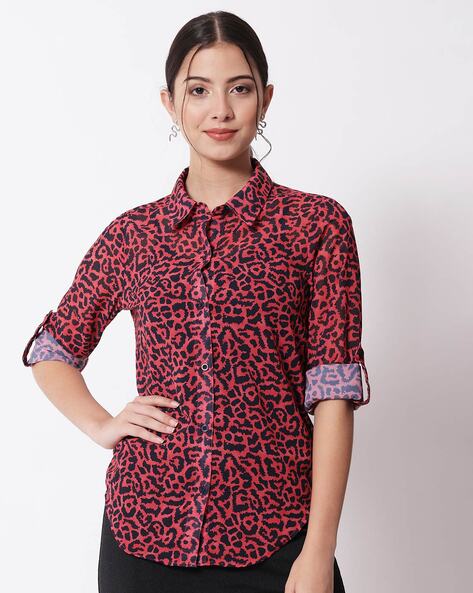 red leopard print shirt womens