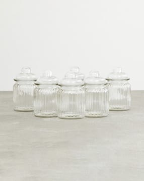 home centre Set of 6 Transparent Round Glass Storage Jar-picture-41
