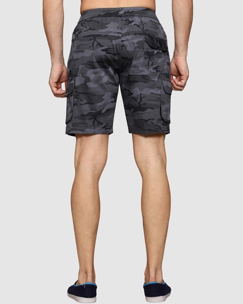 Mens black cheap camo cargo shorts