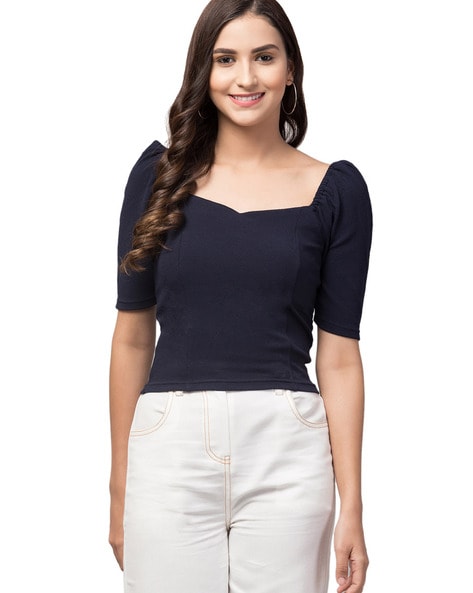 Ribbed Crop Top with Neck Tie-Up