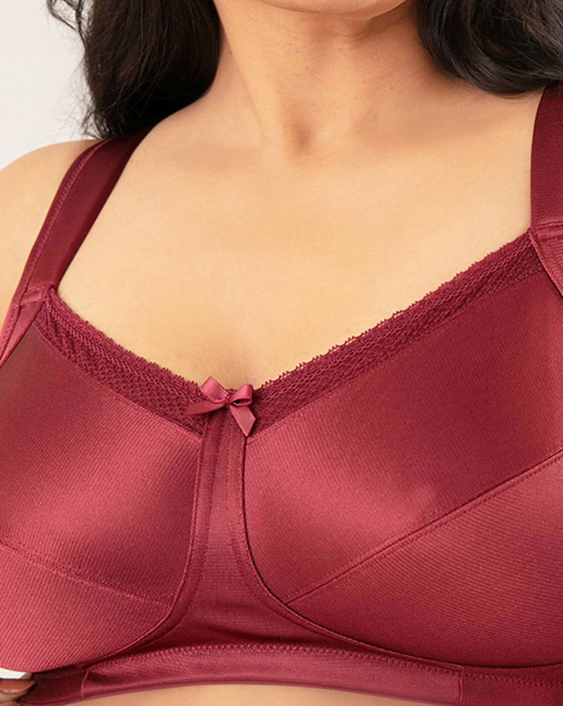 NYKD Women's Cotton Non-Padded Wire Free Full Coverage Bra, Maroon