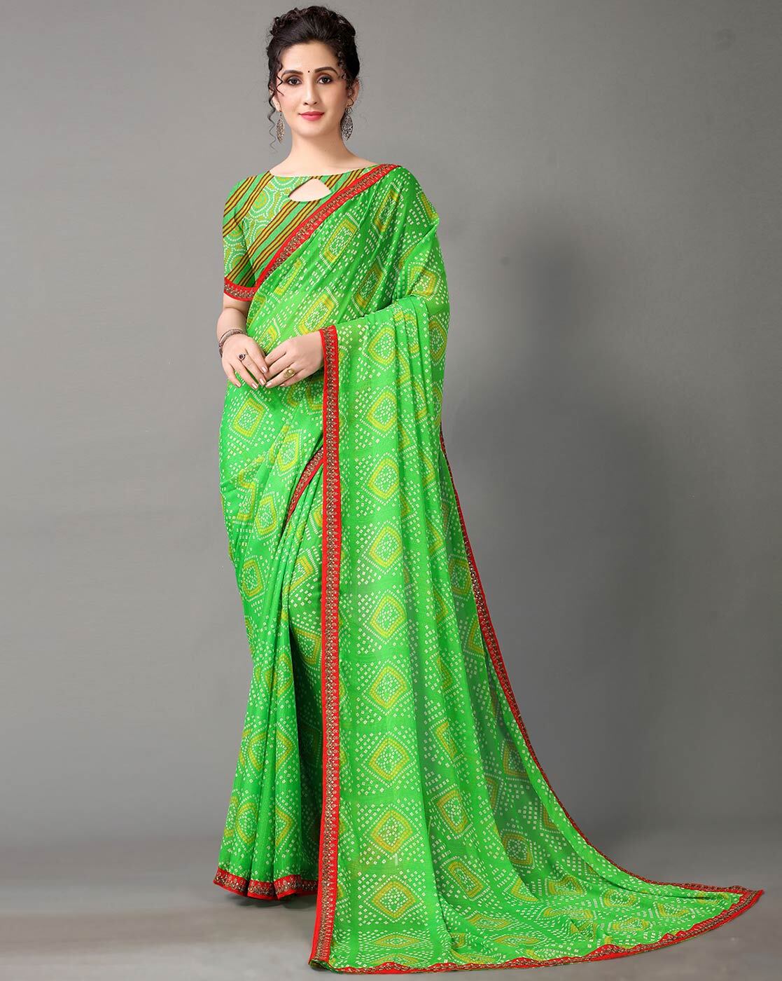 Art Silk Hand Bandhej Bandhani Saree