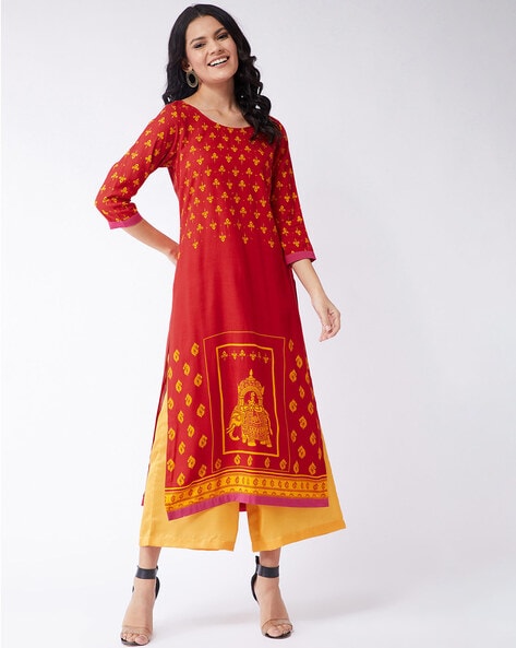 Buy online Handembroidered Red Chikankari Kurti from Kurta Kurtis for  Women by Ada for 989 at 0 off  2023 Limeroadcom