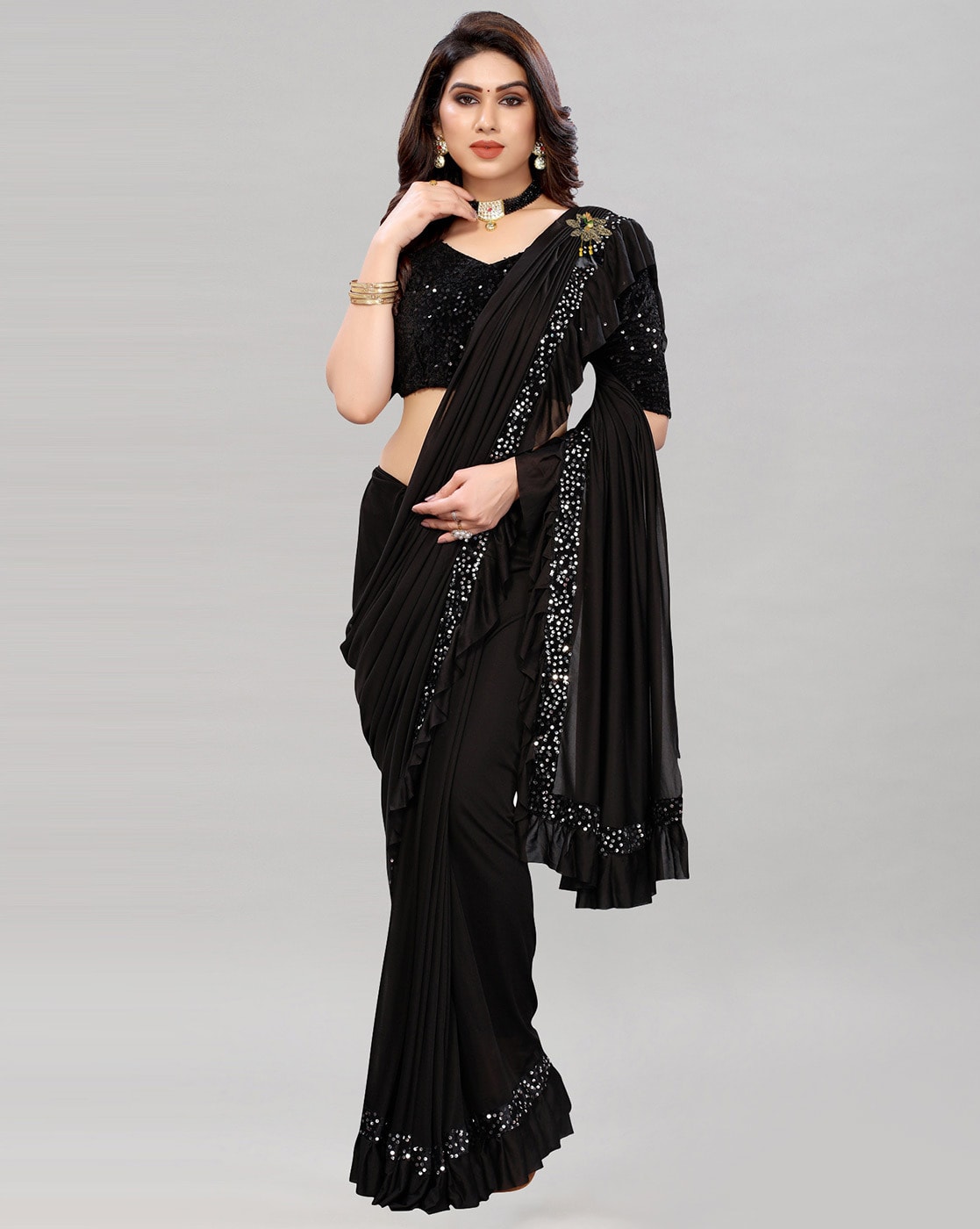 Black Georgette Saree With Blouse 254814