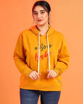 Typographic Print Hooded Sweatshirt-image-5