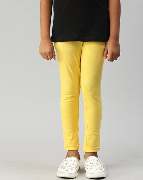 Solid Yellow Girls Baby Leggings | Yellow