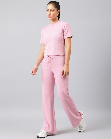 Buy PINK PATTERNED TSHIRT  TROUSER 2PC SET for Women Online in India