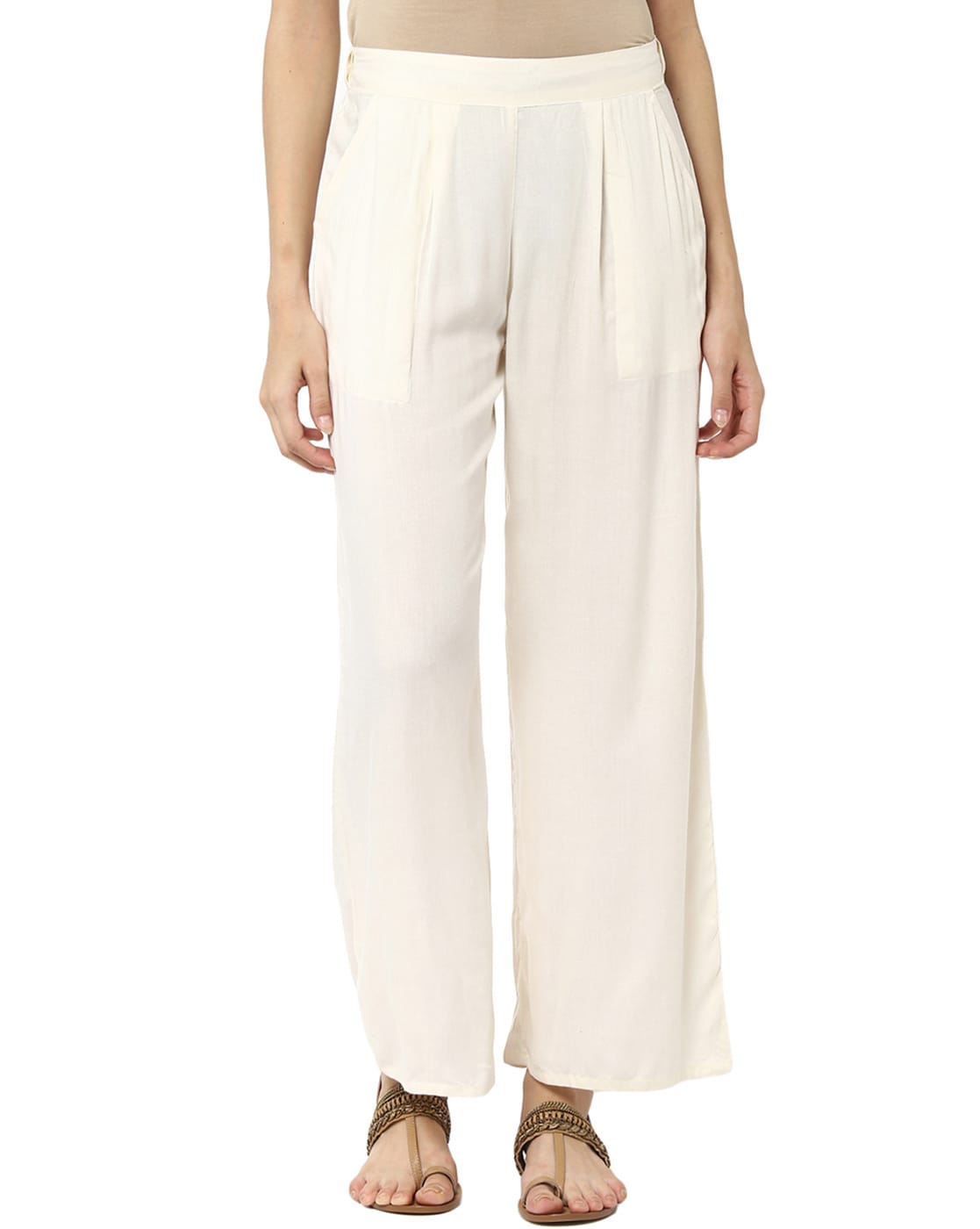 Buy Off White Trousers & Pants for Women by Jaipur Kurti Online