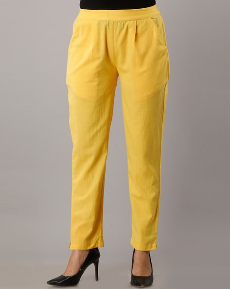Buy FKNS Yellow Womens Yellow Straight Pants  Shoppers Stop