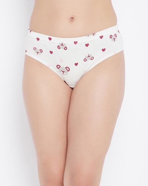 Buy Clovia Women's Cotton Low Waist Heart Print Bikini Panty