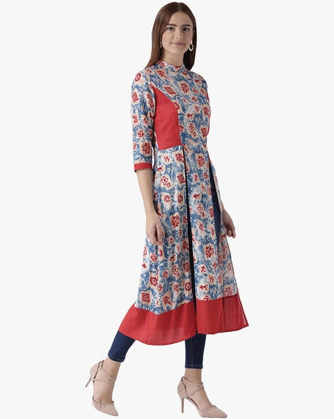 🔹Women's A line kurti dress in Cotton silk materials. Has detailed with  separate silk material neck and sleeves.high neck with puff… | Instagram