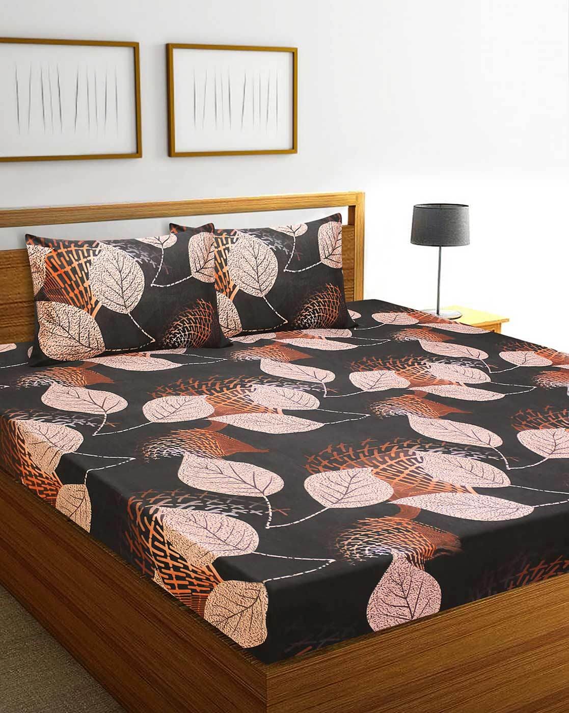 Floral Double Bed Sheet With Two Pillow Covers