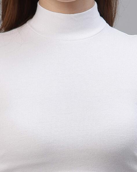 White turtleneck short hot sale sleeve top